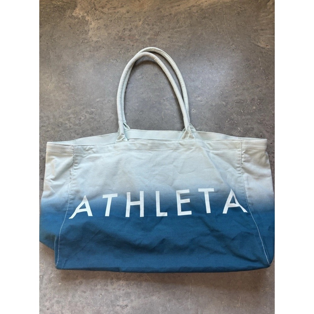 Athleta Beach Bag, Gym‎ Bag, Tote Bag, Blue Ombre White Canvas, Reusable Bag